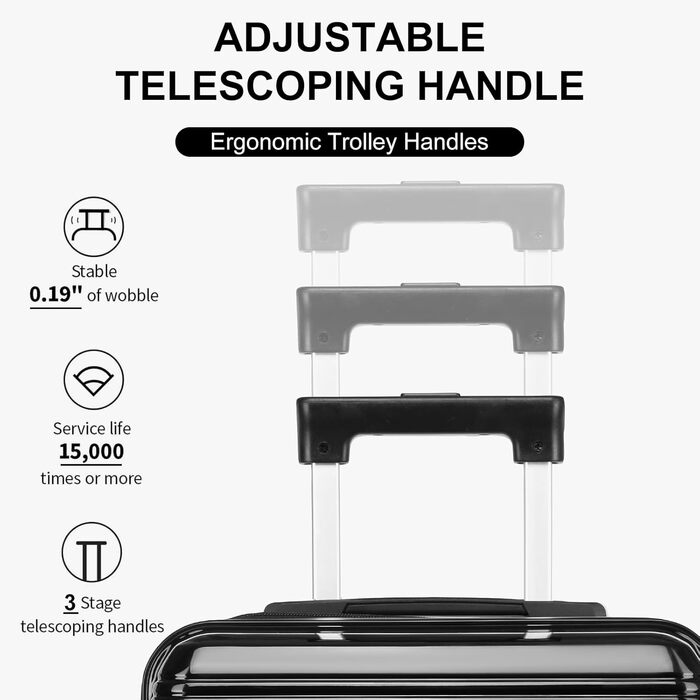 Набір валіз Sea Choice 4 шт. з жорстким корпусом: S/M/L/XL (Тролі, Чемодан, Beauty Case) з розширенням, TSA-замок, YKK блискавка, чорний