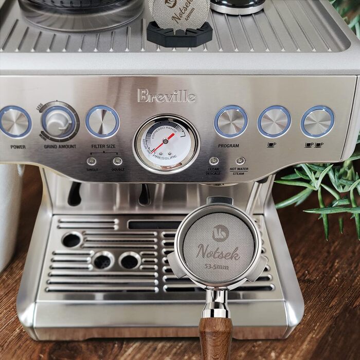 Портфільтр без дна 54мм з Puck Screen, сумісний з кавомашинами Sage/Breville Barista 870/878/880, дерев'яна ручка, фільтр для еспресо