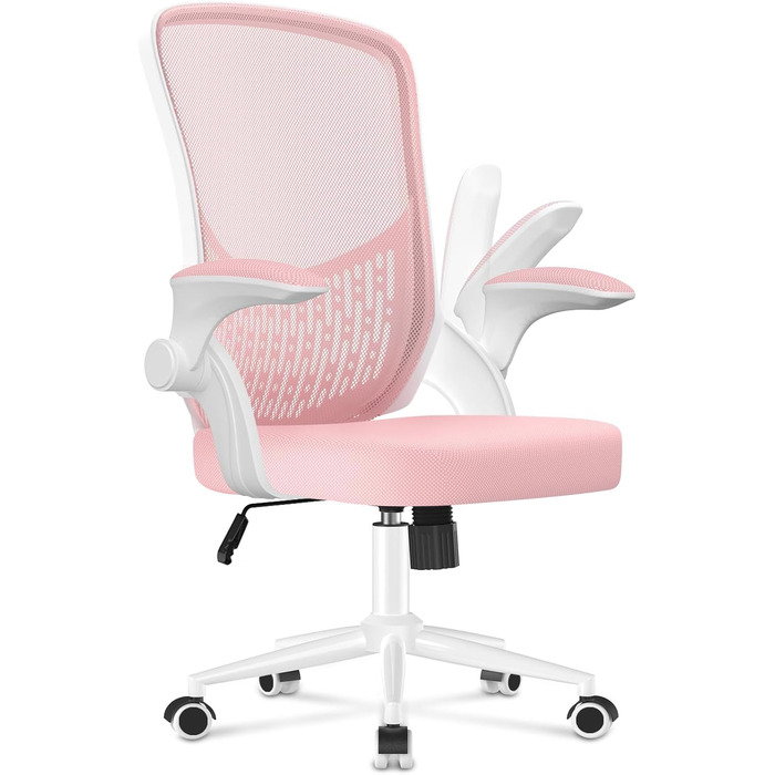Офісний стіл Naspiro Ergonomischer Bürostuhl з регульованими підлокітниками 90°, підтримкою попереку, дихаючою сіткою та рожевим кольором (без підголівника)