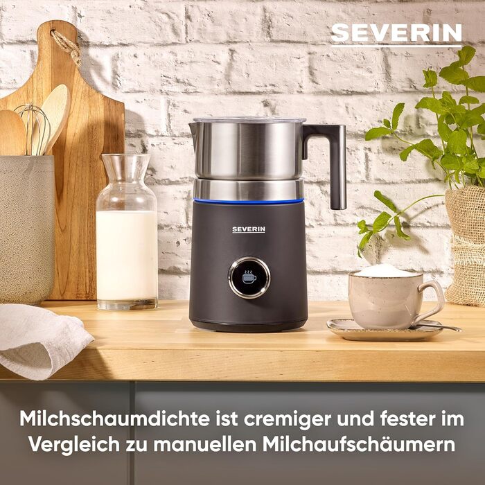 SEVERIN Spuma 700 Plus: Індукційний спінювач молока з OLED-дисплеєм, 13 програм, LED-підсвітка, нержавіюча сталь, чорний