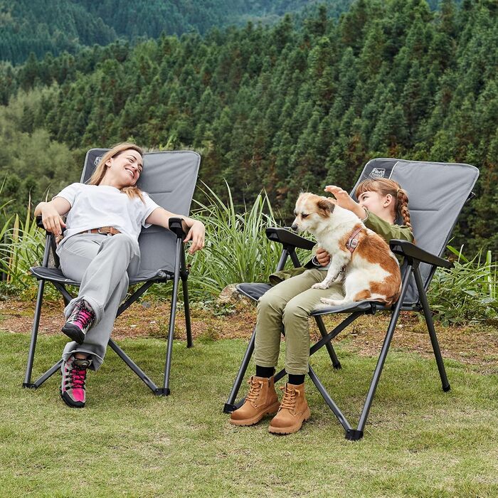 Набір кемпінгових стільців Timber Ridge (2 шт) складані, з високою спинкою, регульовані (3 положення), вантажність 160 кг, сірі