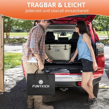 Складний кемпінговий стіл FUNYKICH 87x40x26 см, жовтий - алюмінієвий, MDF стільниця, з сумкою для перенесення