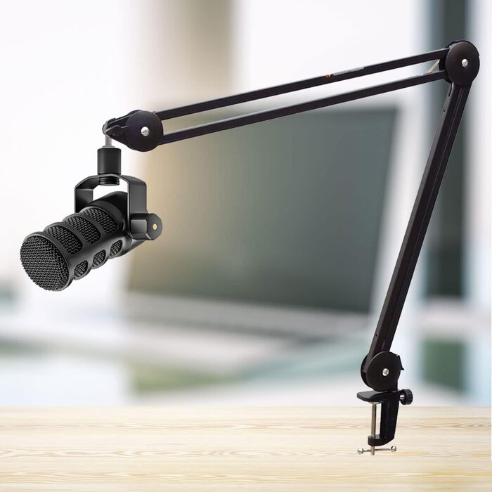 Rode PodMic USB – Професійний USB-мікрофон для подкастів з настільним кріпленням Keepdrum MS138 (Чорний)