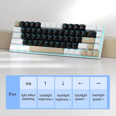 Механічна ігрова клавіатура MageGee MK-Box 68 клавіш, TKL, з LED-підсвічуванням, з червоним перемикачем, для Windows, Laptop, Mac, сіра (коричневий перемикач)