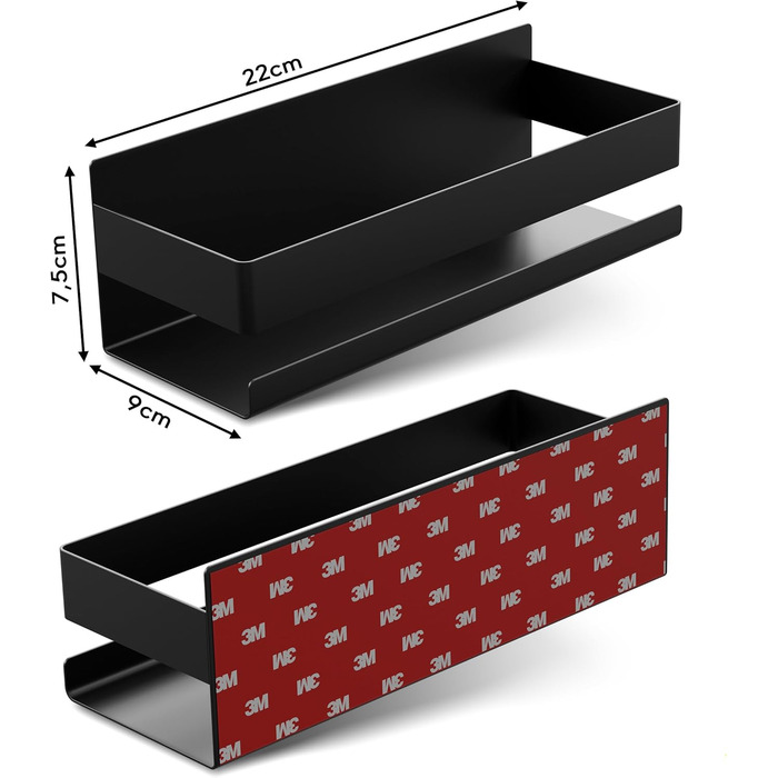 LIEBHEIM Shower Shelf Shower Basket Bathroom Shelf - Mounting with Industrial Adhesive Tape or Strong Adhesive - Bathroom Shelf - Stainless Steel S304 Black