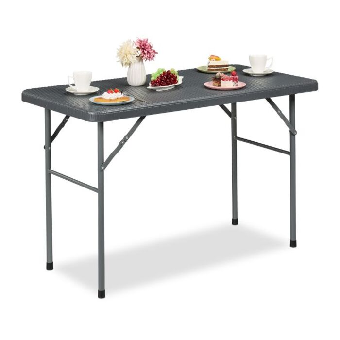 Relaxdays Folding Garden Table with Rattan Look