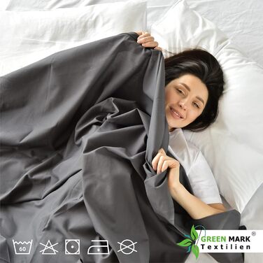 GREEN MARK Textiles 2-Pack Classic Fitted Sheets Bed Sheet 100% Cotton without Elastic Various Sizes and Colors Size: 150x250 cm, anthracite grey