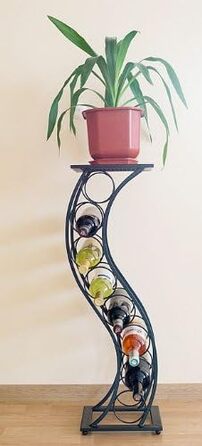 Металевий винний стелаж DanDiBo Elegance 80 см, чорний, стійка для пляшок та квітів