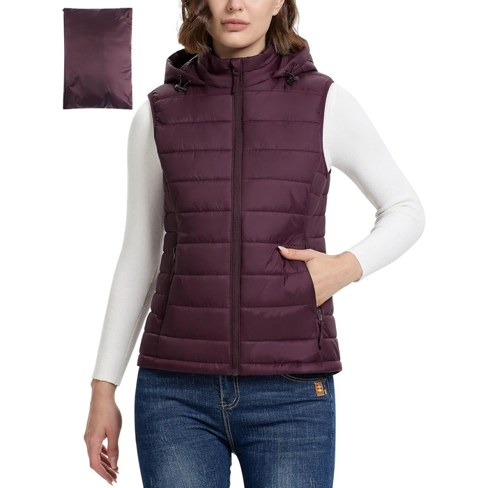 Стьобана жилетка Outdoor Ventures з капюшоном для жінок. Підходить для походів, кемпінгу та їзди на велосипеді. Lila (фіолетовий)