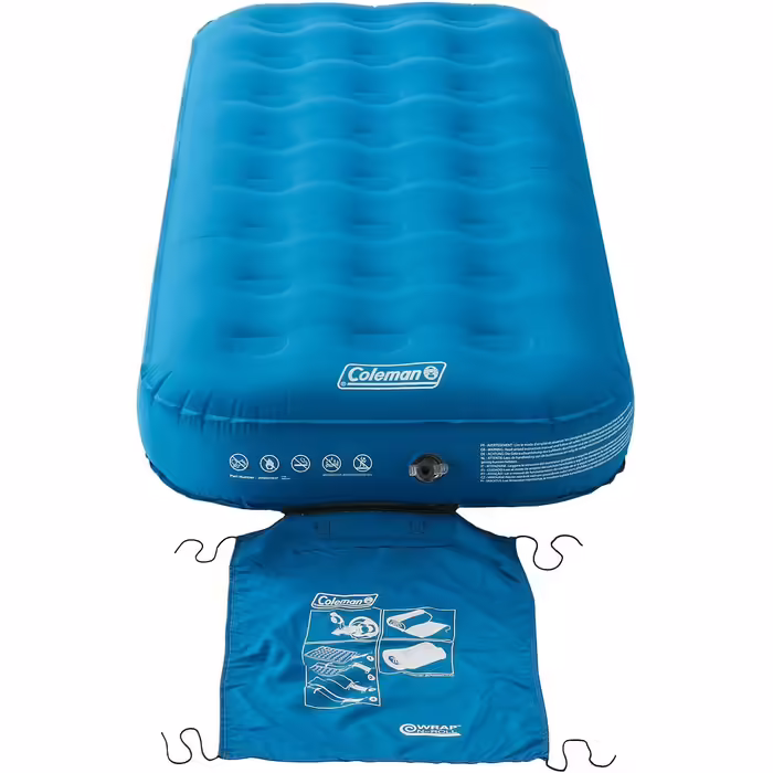 Coleman Air Bed Extra Durable Single/Double Bed, Camping Bed, Flocked Single/Double Air Bed, Inflatable Air Mattress, Stable and Durable Comfort Bed for Indoor and Outdoor Use Single