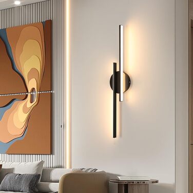 LED настінний світильник Mckalen 24W, 60см, тепле біле світло 3000K, чорний, для спальні, коридору, вітальні, сходи