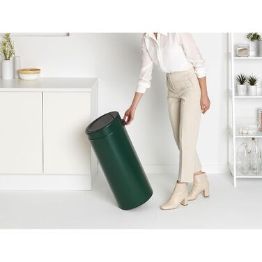 Сміттєве відро Brabantia Touch Bin New, 40 л, нержавіюча сталь, 32.8 x 48.3 см, колір Pine Green