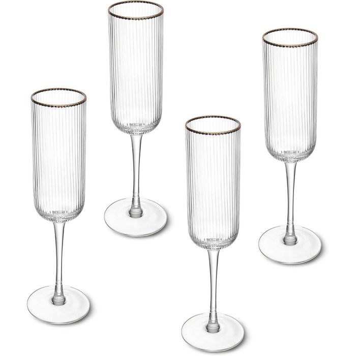 Набір келихів для вина MIKASA Sorrento з кришталю з золотим кантом, 375 мл, 4 шт. Без свинцю, елегантний дизайн для свят