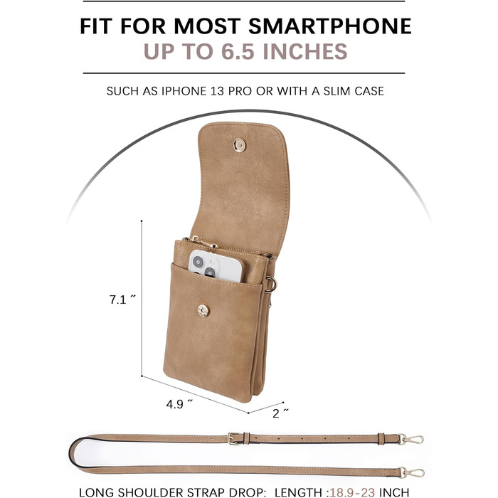 Сумка-клатч BOSTANTEN Klein через плече з PU шкіри для жінок, сіра (A-09-braun) - гаманець та сумка 2 в 1