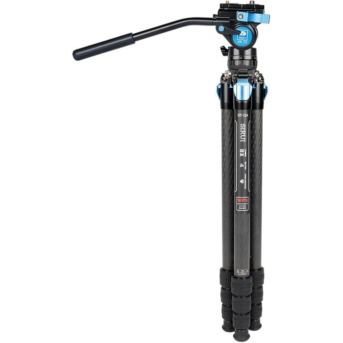 Штатив SIRUI ST-124+VA-5 з відеоголовою для панорамної зйомки, з карбонового волокна, для DSLR-камер, 4 секції, висота до 166 см, навантаження до 3 кг