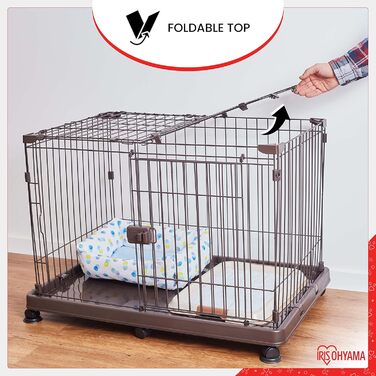 Клітка для собак, котів та кроликів Iris Ohyama, 1.7 м², 8 панелей, WPC-24, чорна, з дверцятами