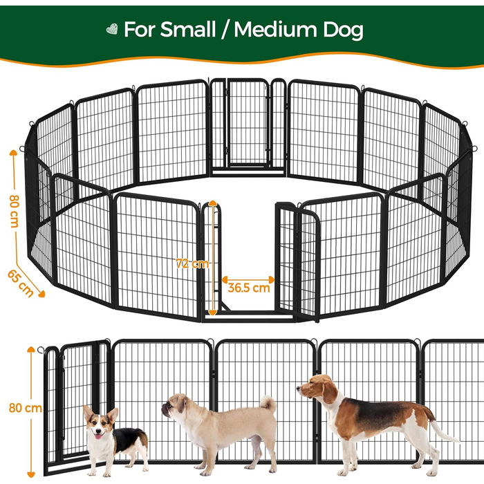 Yaheetech Folding Dog Playpen - 100cm High, 6-Panel, Portable Dog Kennel with Door for Indoor & Outdoor Use - Easy Assembly
