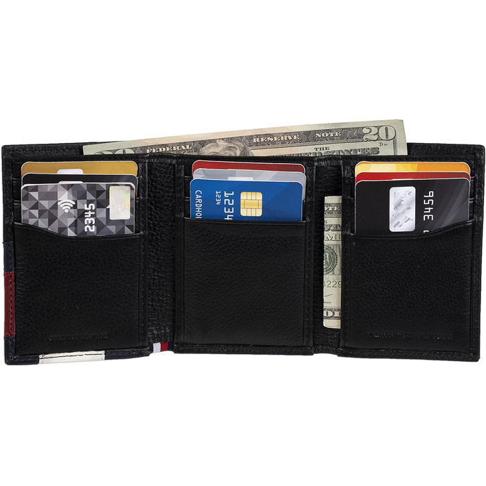 Чоловічий гаманець Tommy Hilfiger чорного кольору з вишитою емблемою та захистом RFID