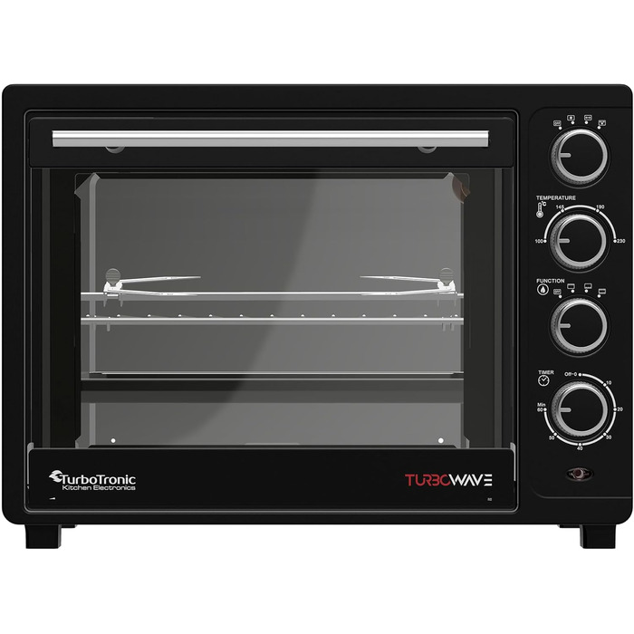 Міні-піч TurboTronic 35л з конвекцією, чорна, 1600W, з 2 дека, таймером, функцією грилю та піци