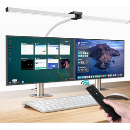 LED лампа для столу Doppelkopf з регулюванням яскравості 24W, 80 см, для офісу та дому, з кліпсою, захист очей, денне світло, з пультом керування, 5 кольорів, 5 рівнів яскравості, офісна лампа