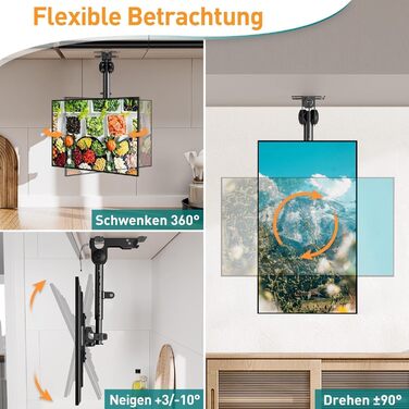 Кронштейн для телевізора та монітора ELIVED складаний, 14-42 дюйми, до 10 кг, VESA 200x200 мм, регульований, для шафи/похилого даху EV3030