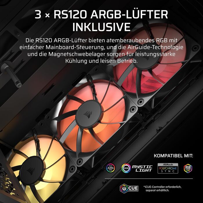Корпус для ПК Corsair 3200D RS ARGB Mid-Tower ATX, димчасто-сірий