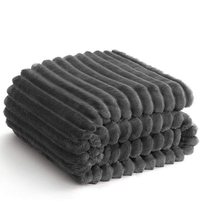 Плед WAVVE: м'який флісовий плед для дивану, софи, кімнати. 150 x 200 см, сірий