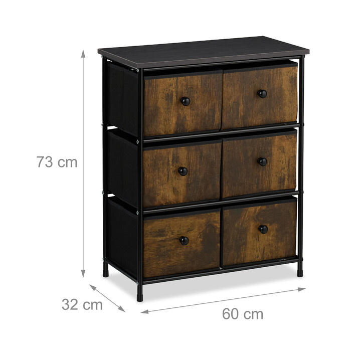 Relaxdays Chest of Drawers, 6 Drawers