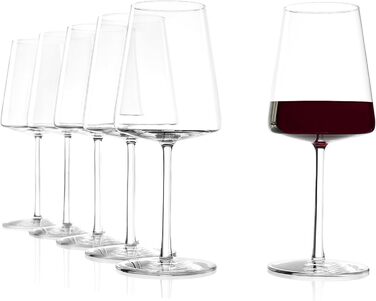Stölzle Lausitz Red Wine Glasses Power 6-Piece Set 520ml – High-quality wine glasses for full-bodied red wines – Modern red wine glasses with a square shape for maximum flavor development – Dishwasher & shatterproof
