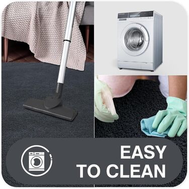 Килимок з мікрофібри 120x170 см - миючий короткий ворс для вітальні та спальні, м'який пухнастий з сучасним однотонним дизайном, антрацит-сірий 120 x 170 см