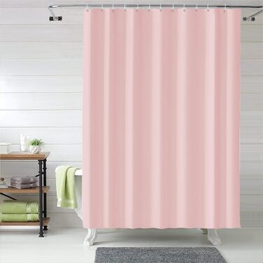 Штора для душу 180x180 см, водонепроникна, антигрибкова, для ванни/душу, з кільцями, рожева