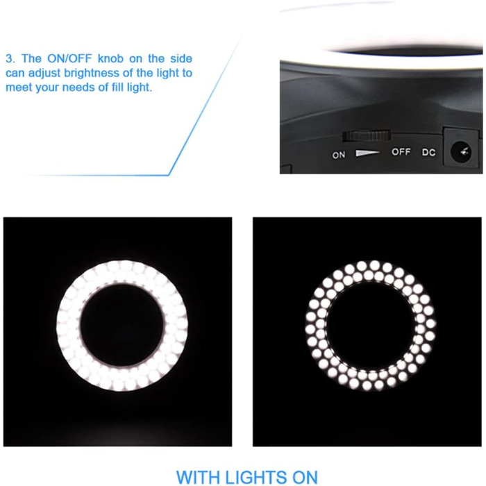 JJC LED кільцевий світловий прилад (кольцевий блиск) для DSLR камер Canon, Sony, Nikon, Olympus, Fuji - 60 LED, дифузор, адаптери 49-67mm