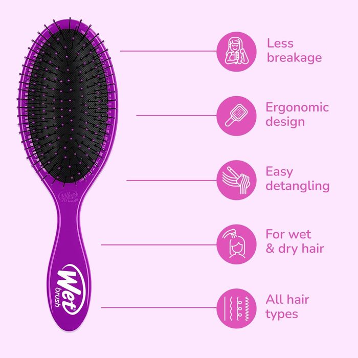 Wet Brush Original Detangler - щітка для волосся, розплутування, ультрам'які щетинки, фіолетова