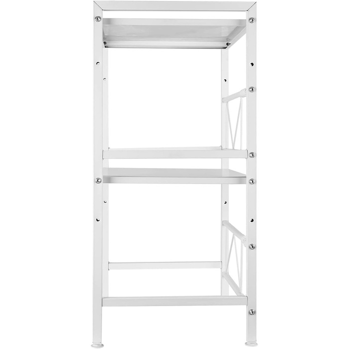 Поличка для мікрохвильової печі, 3 яруси, органайзер з гачками, розширювана, 40-64 см, з вуглецевої сталі, білий