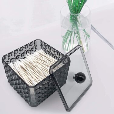 Організатор для ватних дисків та ватних паличок з акрилу з кришкою, косметичний бокс для зберігання