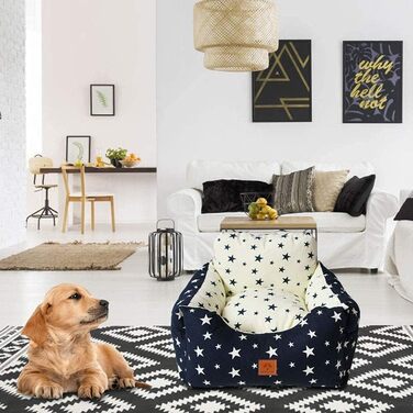 Автокрісло для собак маленьких порід, миється, стійке до плям. Зручне автокрісло для маленьких собак, безпечне, з високоякісного матеріалу та кишеню для зберігання. Супер м'яка бавовна PP, комфортне (Бежевий, Medium)