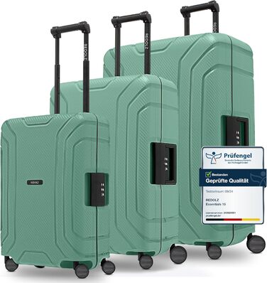Набір валіз REDOLZ Hartschalen 3-х частинний з поліпропілену | 3-х точковий замок | TSA-замок | для жінок та чоловіків (Essentials 15) Sea Green