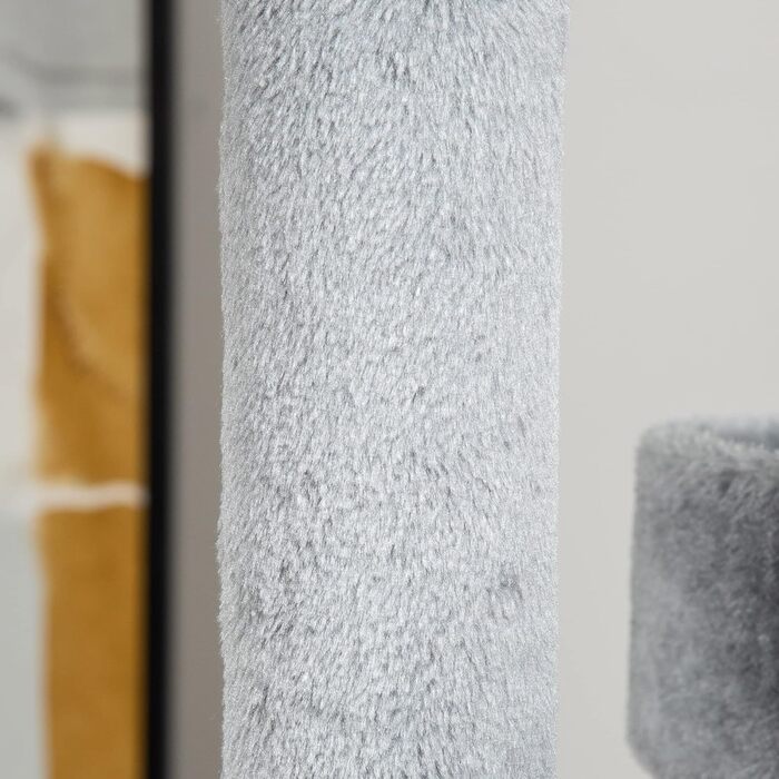Кігтеточка PawHut для котів з тунелем, гамаком та платформами, 48x48x107 см, сіра