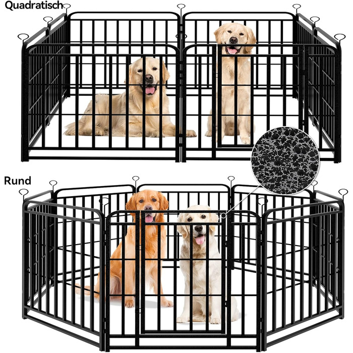 Вольєр для цуценят 544см, 80см висотою, 8-секційний розкладний вольєр для тварин з дверима, вольєр для собак, переносний загін для собак, котів, кроликів та саду, збірка без інструментів (8 секцій - 100см висотою)
