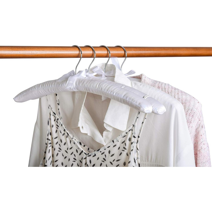 Amber Home 10-Piece 43cm White Satin Clothes Hangers, Soft Silk Hangers for T-Shirt, Shirt, Coat, Dress, Tank Top, Wedding Dress, Sweater with Swivel Hook
