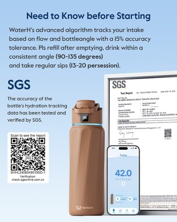 Розумна пляшка для води WATERH Boost з нагадуванням та трекером, 946 мл, нержавіюча сталь, подвійні стінки, широке горлечко, ідеальний подарунок (Mocha Mouse)