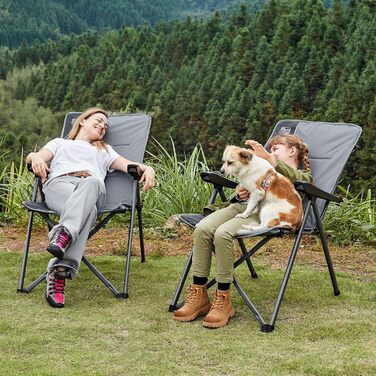 Набір кемпінгових стільців Timber Ridge (2 шт) складані, з високою спинкою, регульовані (3 положення), вантажність 160 кг, сірі