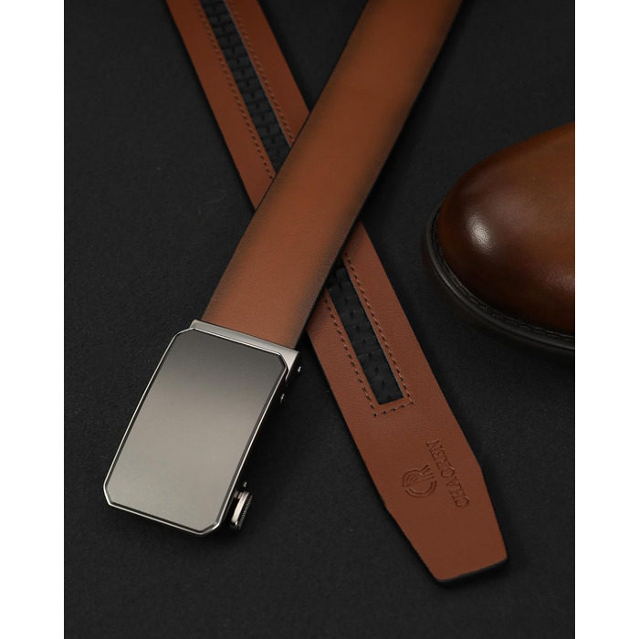 Чорний шкіряний ремінь CHAOREN для чоловіків з автоматичною пряжкою, 35 мм, без отворів, розмір 90-100 см, для ділового костюма