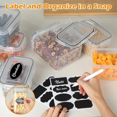 Набір контейнерів для зберігання Withosent (24 шт.) з кришкою, 2L, 1.6L, 0.8L