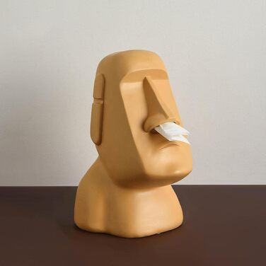 Easter Tissue Box Holder | Easter Island - Face Pattern Tissue Box Cover | Unique Toilet Paper Holder for Bathrooms, Bedroom Dressers, Nightstands, Desks, and Tables