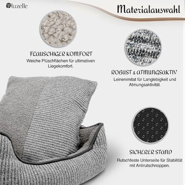 Крісло-ліжко для собак та котів, корзина для собак, диван для собак, подушка для собак, ліжко для котів, подушка для котів, зелений колір, розмір S, миється, не слизьке, знімний ковдр, плюшеве, S (L - 86x60x24 см, сірий)