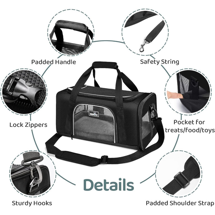 Транспортна переноска для котів та собак, складна, для подорожей літаком, сіра (L 45x28x21 см)