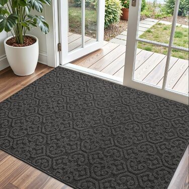 При Entrance килимок DEXI 60x90 см, протиковзний вбираючий килим для входу, передпокою та тераси, антрацит