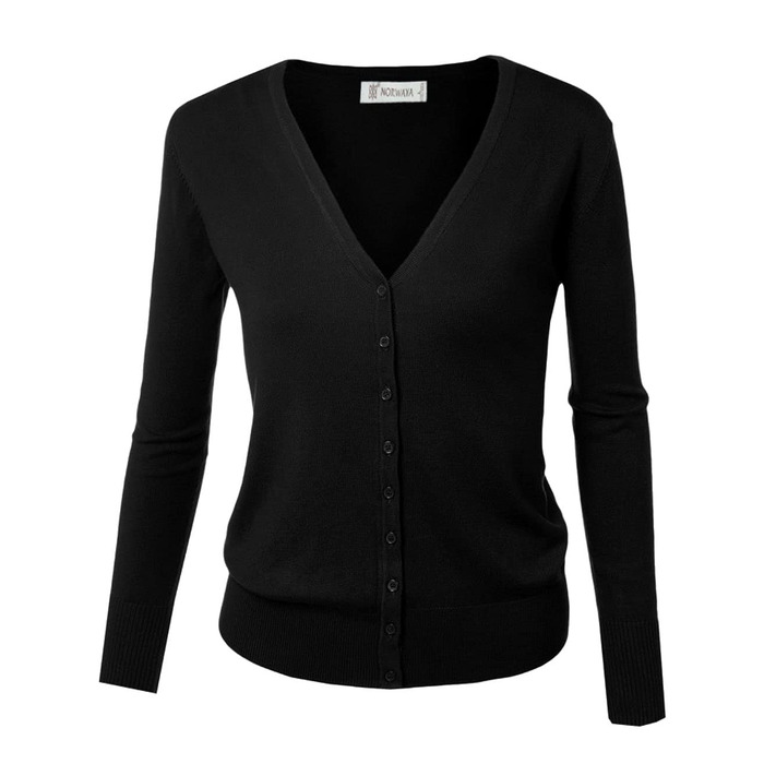 Жіночий кардиган Gothden Basic, чорний, розмір XL - в'язаний жакет на ґудзиках для осені/весни