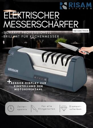 Електрична точилка для ножів Messerschärfer 3-ступенева, для кухонних та керамічних ножів, з кутовим упором